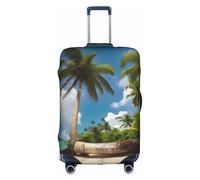 Pvinnk Two Palm Tree Tropical Print Protective Luggage Cover Elastic Washable Suitcase Protector Travel Gear Protector, White, S