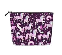 pvinnk Unicorns Pink Print make up bag Single-layer Makeup Bags Travel Cosmetic Organizer Large Capacity Zippered, Black, One Size