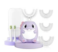 PVOGRT Kids Electric U Shaped Toothbrush,Kids Dinosaur Sonic Automatic Toothbrush with 6 Soft Brush Head 6 Cleaning Modes Full Mouth 360° Cleaning - Age2-15 Purple
