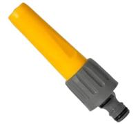 PVONLINE OASIS Hoze-Lock Nozzle with Stop, Adjustable Water Flow, Durable Plastic and Metal Construction, Universal Hose Connection, Yellow and Grey, Garden Hose Nozzle