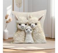 PVOODIRE 45x45cm Alpaca Animal Cushion Covers - Cute Stuff Decorative Pillow Cover No Insert Cream Decor