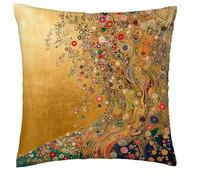 PVOODIRE Golden Tree of Life Cushion Cover 45x45cm Short Plush No Insert