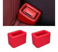 Pvotawp 2PCS Seatbelt Extender for Booster Seat, Silicone Rear Seat Belt Buckle Holder Makes Seatbelt Buckle Booster for Easy Access, Accessory Drive Belt for Kids to Keep Belt Buckle Uprigh（Red)