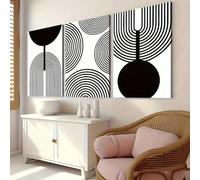 PVPQPR 3pcs Modern Abstract Geometric Canvas Art Set,BohoBlack and White Wall Decor,Bohemian Canvas Wall Art for Living Room,Bedroom(30x50cm(12x20in) x3/Unframed)