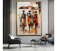 PVPQPR African American Culture Wall Art,African Ethnic Woman Canvas Pictures For Wall Decor Colorful Aesthetic Framed Artwork(21x30cm(8x11.8in)/With gold frame)