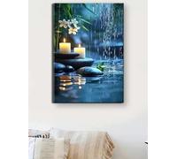 PVPQPR Canvas Painting,Zen Style Canvas Wall Art, Serene Bamboo & Candle Reflection Pictures Wall Decor For Home Or Office(70x100cm(28x39in)/Frameless)
