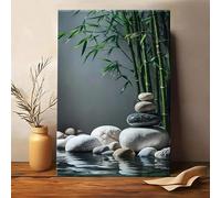 PVPQPR Canvas Wall Art, Aesthetic Zen Wall Decoration Pile Stone Bamboo Art Print Canvas Poster Painting For Bedroom Living Room(30x40cm(12x16in)/Frameless)