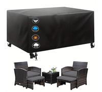PVPQPR Outdoor Garden Furniture Covers Waterproof Patio Table Cover for outside Rectangular Table and Chair Set for Rattan Furniture,Windproof Sunproof with Drawstring Buckle,Black 200x70x70cm(LxWxH)