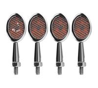 PVPTNTUVLD 10mm Motorcycle Metal Turn Signal Light With Grid Indicators Motorbike Amber Lamp Universal Turn Signal Lights(4pcs Chrome)