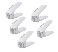 PVT International Shoe Slots, Adjustable Double Shoe Racks, Shoe Stacker/Shoe Holder for All Shoe Styles, 3 Height-adjustable, Space-saving, Non-slip, Plastic (White, Pack of 5)