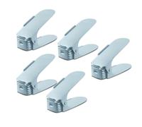 PVT International Shoe Slots, Adjustable Double Shoe Racks, Shoe Stacker/Shoe Holder for All Shoe Styles, 3 Height-adjustable, Space-saving, Non-slip, Plastic (Blue, Pack of 5)