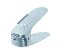 PVT International Shoe Slots, Adjustable Double Shoe Racks, Shoe Stacker/Shoe Holder for All Shoe Styles, 3 Height-adjustable, Space-saving, Non-slip, Plastic (Blue, Pack of 6)