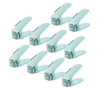PVT International Shoe Slots, Adjustable Double Shoe Racks, Shoe Stacker/Shoe Holder for All Shoe Styles, 3 Height-adjustable, Space-saving, Non-slip, Plastic (Turquoise, Pack of 10)