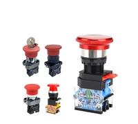 PVTLCYBI 1PCS Emergency Stop Push Button Switch Mushroom Head LA38-11ZS Self-locking LAY37 XB2 Elevator Accessory BS542C(BS142-1NC-Key)