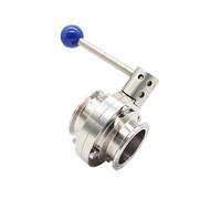 PVTLCYBI 2" 51mm Sanitary Tri Clamp Clover Butterfly Valve Pull Handle SS304 Stainless Steel Ferrule OD 64mm