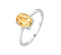 PVUVTNAHW 1.45ct Garnet Citrine Amethyst Peridot Sky Blue Topaz Birthstone Solitaire Ring 925 Sterling Silver(Natural Citrine,7)