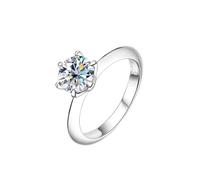 PVUVTNAHW 1 Carat D Color Moissanite Wedding Rings For Women 18K White Gold Color 925 Sterling Silver Jewelry(SILVER,8)