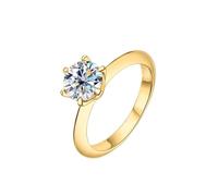PVUVTNAHW 1 Carat D Color Moissanite Wedding Rings For Women 18K White Gold Color 925 Sterling Silver Jewelry(Gold,6)