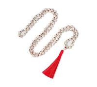 PVUVTNAHW 108 Mala Bone Skull Beaded Handmade Knot Necklace Tassel Pendant Jewelry