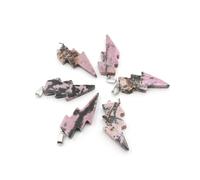 PVUVTNAHW 10Pcs Natural Stone Lightning Pendant Reiki Healing Quartz Crystal Chakra Energy Beads Handmade Spiritual DIY Jewelry(Rose stone)