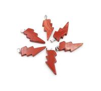 PVUVTNAHW 10Pcs Natural Stone Lightning Pendant Reiki Healing Quartz Crystal Chakra Energy Beads Handmade Spiritual DIY Jewelry(Red stone)
