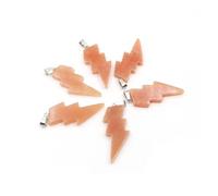 PVUVTNAHW 10Pcs Natural Stone Lightning Pendant Reiki Healing Quartz Crystal Chakra Energy Beads Handmade Spiritual DIY Jewelry(Yellow jade)