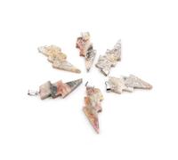 PVUVTNAHW 10Pcs Natural Stone Lightning Pendant Reiki Healing Quartz Crystal Chakra Energy Beads Handmade Spiritual DIY Jewelry(Crazy agate)