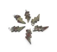 PVUVTNAHW 10Pcs Natural Stone Lightning Pendant Reiki Healing Quartz Crystal Chakra Energy Beads Handmade Spiritual DIY Jewelry(Dragon blood)