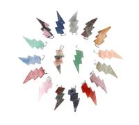 PVUVTNAHW 10Pcs Natural Stone Lightning Pendant Reiki Healing Quartz Crystal Chakra Energy Beads Handmade Spiritual DIY Jewelry(Mix color)