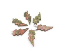 PVUVTNAHW 10Pcs Natural Stone Lightning Pendant Reiki Healing Quartz Crystal Chakra Energy Beads Handmade Spiritual DIY Jewelry(Unakite)