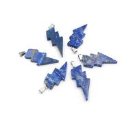 PVUVTNAHW 10Pcs Natural Stone Lightning Pendant Reiki Healing Quartz Crystal Chakra Energy Beads Handmade Spiritual DIY Jewelry(Lapis)