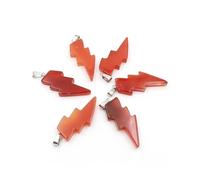 PVUVTNAHW 10Pcs Natural Stone Lightning Pendant Reiki Healing Quartz Crystal Chakra Energy Beads Handmade Spiritual DIY Jewelry(Red agate)