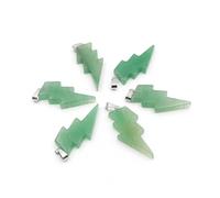 PVUVTNAHW 10Pcs Natural Stone Lightning Pendant Reiki Healing Quartz Crystal Chakra Energy Beads Handmade Spiritual DIY Jewelry(Green aventurine)