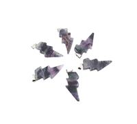 PVUVTNAHW 10Pcs Natural Stone Lightning Pendant Reiki Healing Quartz Crystal Chakra Energy Beads Handmade Spiritual DIY Jewelry(Fluorite)