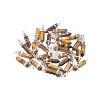 PVUVTNAHW 12/24/50/100pcs Natural Tiger Eye Stone Pillar Shape Point Chakra Charms Pendant For Jewelry Making(50pcs)
