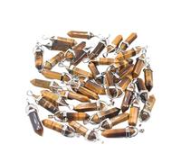 PVUVTNAHW 12/24/50/100pcs Natural Tiger Eye Stone Pillar Shape Point Chakra Charms Pendant For Jewelry Making(100pcs)