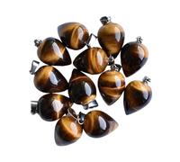 PVUVTNAHW 12pcs Natural Amethysts Circular Cone Shape Pendants For Jewelry Making(Tiger eye stone)