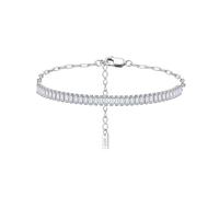 PVUVTNAHW 14K Gold 3.5 * 1.5mm Emerald Cut Sparkling 5A Cubic Zirconia With PaperClip Chain Tennis Bracelet(Silver)