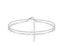 PVUVTNAHW 14K Gold Double Layer Heart Chain Anklet Adjustable 925 Silver Bead Ball Chain Anklets For Women(Silver)