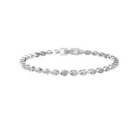 PVUVTNAHW 14K Gold Tennis Bracelet 925 Sterling Silver 2 * 4mm Pear Cut Zirconia for Women Luxury Chain Bracelet Jewelry(Silver_19cm)