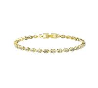 PVUVTNAHW 14K Gold Tennis Bracelet 925 Sterling Silver 2 * 4mm Pear Cut Zirconia for Women Luxury Chain Bracelet Jewelry(14K Gold_19cm)