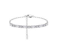 PVUVTNAHW 14K Gold Tennis Chain Bracelet 925 Sterling Silver with Emerald Cut Cubic Zirconia & Paperclip Chain(Silver)