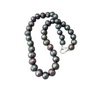 PVUVTNAHW 17" 925 Silver Clasp Natural 10-11mm Freshwater Cultured Black Potato Pearl Choker Necklace