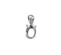 PVUVTNAHW 1pc Simple Oval Prong Bezel Settings For Gemstone CZ Stone Solid 925 Sterling Silver DIY Pendant Charm(Silver,5X7mm)