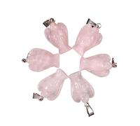 PVUVTNAHW 20pcs 15 * 20mm Natural Angel Crystal Stone Handmade Carved Amethyst Jade Pendants For DIY Craft Jewelry Making(Rose Quartz)