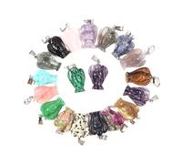 PVUVTNAHW 20pcs 15 * 20mm Natural Angel Crystal Stone Handmade Carved Amethyst Jade Pendants For DIY Craft Jewelry Making(Mix angle)
