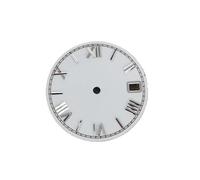 PVUVTNAHW 28.5mm Enameled Watch Dial Roman Scale Watch Faces Men's Watch Replacement Parts Compatible for NH35/NH36/4R/7S Movement(Silver Studs White)