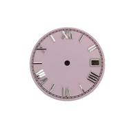 PVUVTNAHW 28.5mm Enameled Watch Dial Roman Scale Watch Faces Men's Watch Replacement Parts Compatible for NH35/NH36/4R/7S Movement(Silver Studs Pink)