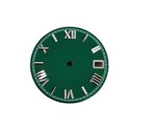 PVUVTNAHW 28.5mm Enameled Watch Dial Roman Scale Watch Faces Men's Watch Replacement Parts Compatible for NH35/NH36/4R/7S Movement(Silver Studs Green)