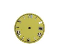 PVUVTNAHW 28.5mm Enameled Watch Dial Roman Scale Watch Faces Men's Watch Replacement Parts Compatible for NH35/NH36/4R/7S Movement(Silver Studs Yellow)